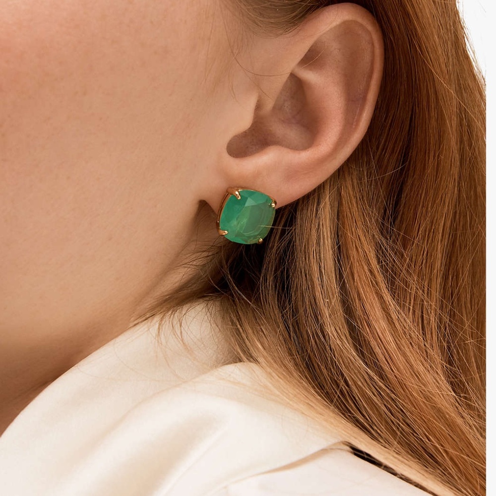 Kate Spade Small Square Stud Earrings- Beryl Green/Gold